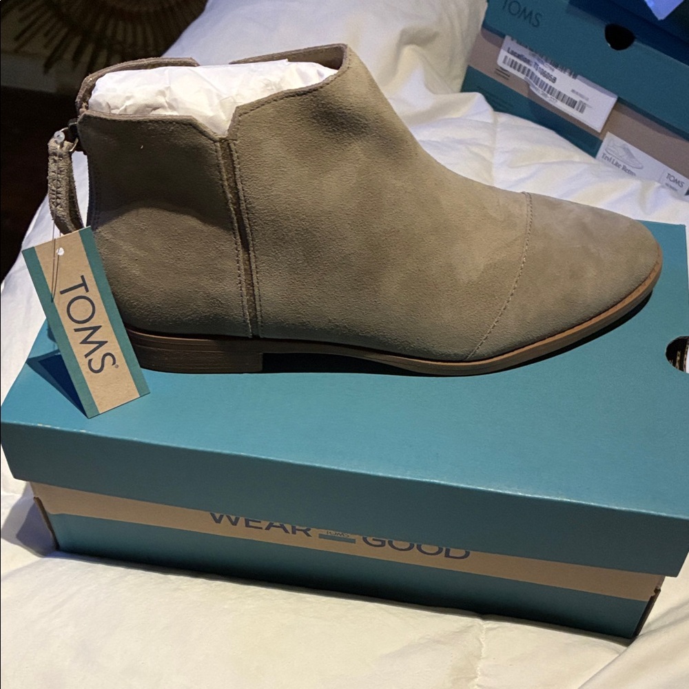 TOMS Suede Taupe Booties